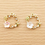 10pcs Enamel Bee Flower Charm for Jewelry Making DIY Crafts
