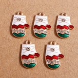 10pcs Enamel Christmas Gloves Charms for DIY Jewelry Making
