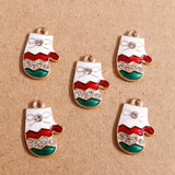 10pcs Enamel Christmas Gloves Charms for DIY Jewelry Making