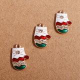 10pcs Enamel Christmas Gloves Charms for DIY Jewelry Making