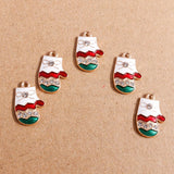 10pcs Enamel Christmas Gloves Charms for DIY Jewelry Making