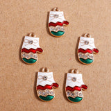 10pcs Enamel Christmas Gloves Charms for DIY Jewelry Making
