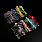 20 Teeth Chip Stone Beads Hair Comb Healing Crystal Hairpin Hair Clips