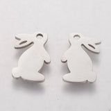 10pcs 201 Stainless Steel Bunny Pendants Easter Theme DIY Jewelry Making