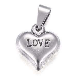 10pcs Love Heart Stainless Steel Charms for Jewelry Making