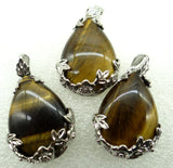 10pcs Natural Stone Tiger Eye Water Droplets Pendant DIY Jewelry Necklace