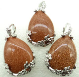 10pcs Natural Stone Tiger Eye Water Droplets Pendant DIY Jewelry Necklace