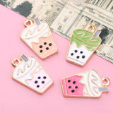 10pcs Sunflower Peach Heart Milk Tea Necklace Pendant