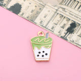 10pcs Sunflower Peach Heart Milk Tea Necklace Pendant