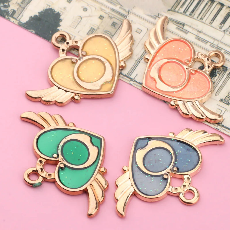 10pcs Sunflower Peach Heart Milk Tea Necklace Pendant