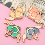 10pcs Sunflower Peach Heart Milk Tea Necklace Pendant