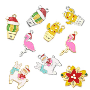 10pcs Christmas Charms Enamel Pendants Xmas Ornaments for Jewelry Making