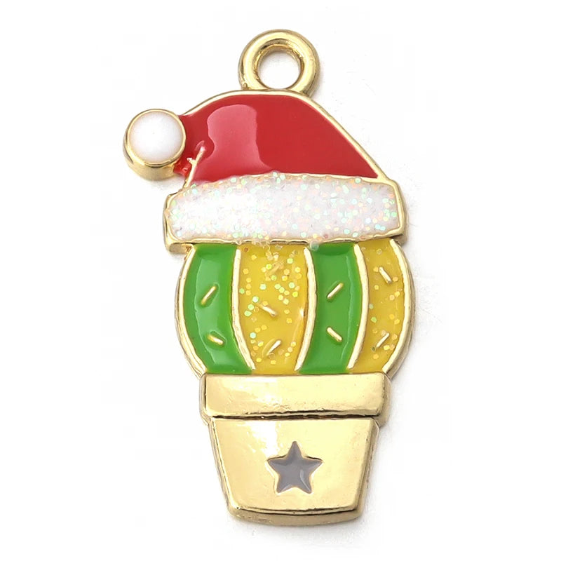 10pcs Christmas Charms Enamel Pendants Xmas Ornaments for Jewelry Making
