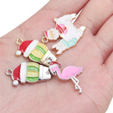 10pcs Christmas Charms Enamel Pendants Xmas Ornaments for Jewelry Making