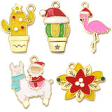 10pcs Christmas Charms Enamel Pendants Xmas Ornaments for Jewelry Making
