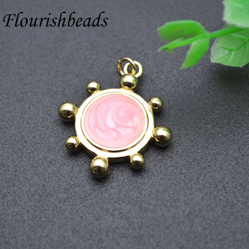 10pcs 20mm Enamel Sun Charms for Jewelry Making Earring Pendant Necklace Craft