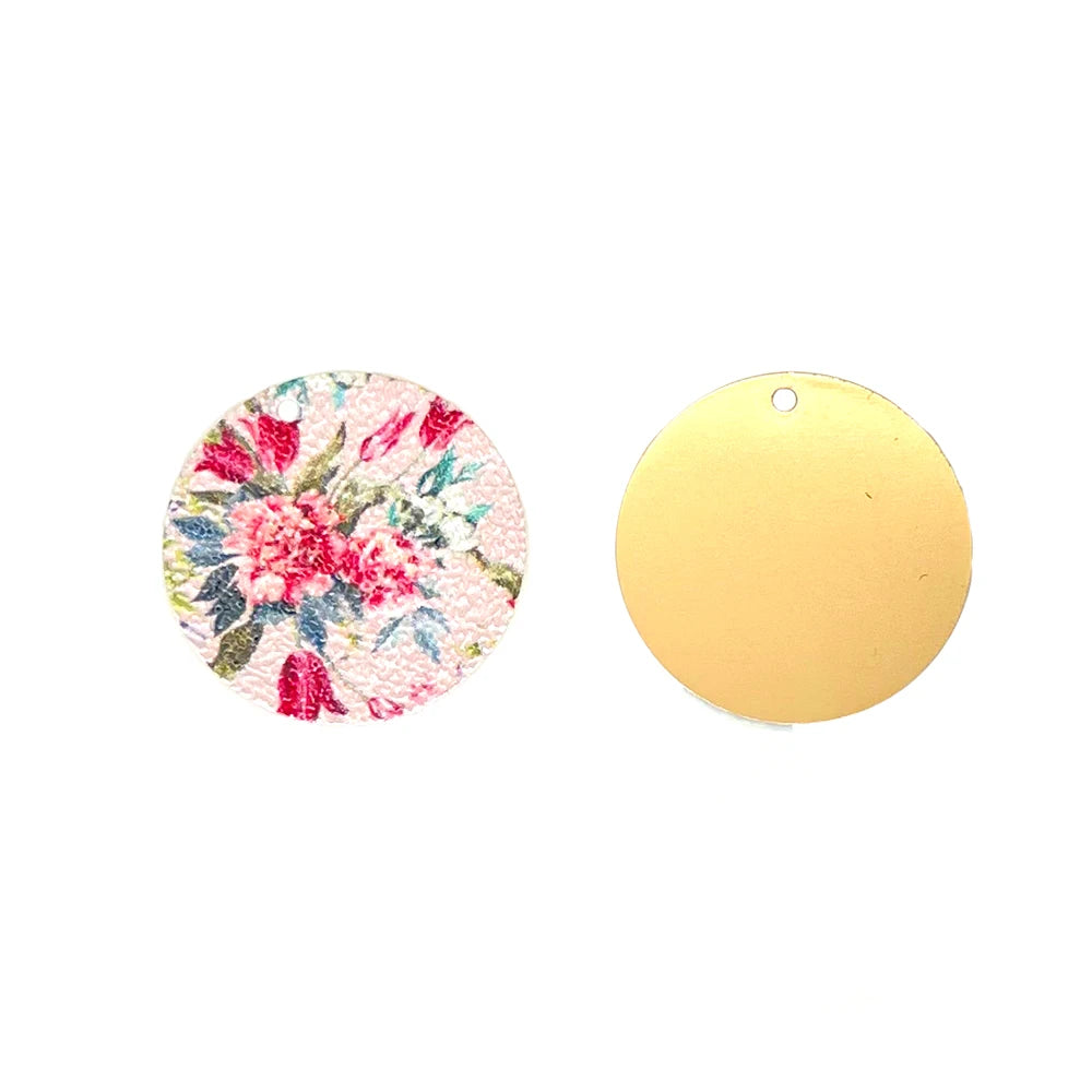 10pcs Colorful Painted Round Flower Pattern Charms Pendant for DIY Accessories