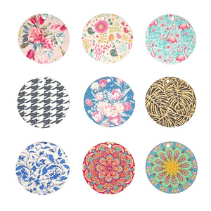 10pcs Colorful Painted Round Flower Pattern Charms Pendant for DIY Accessories