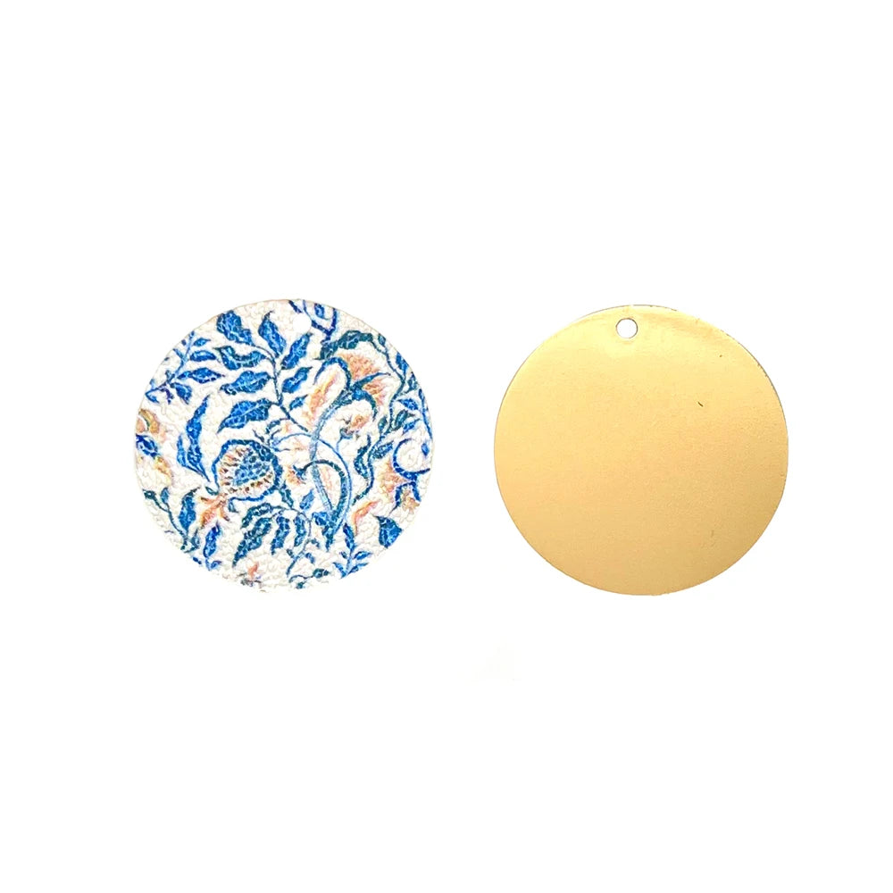 10pcs Colorful Painted Round Flower Pattern Charms Pendant for DIY Accessories