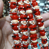 10pcs 20mm Santa Claus Lampwork Beads Christmas Pendants DIY Jewelry Making