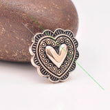 10pcs 20mm Silver Flower Engraved Heart Conchos for Western Saddle Bracelet