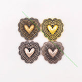 10pcs 20mm Silver Flower Engraved Heart Conchos for Western Saddle Bracelet