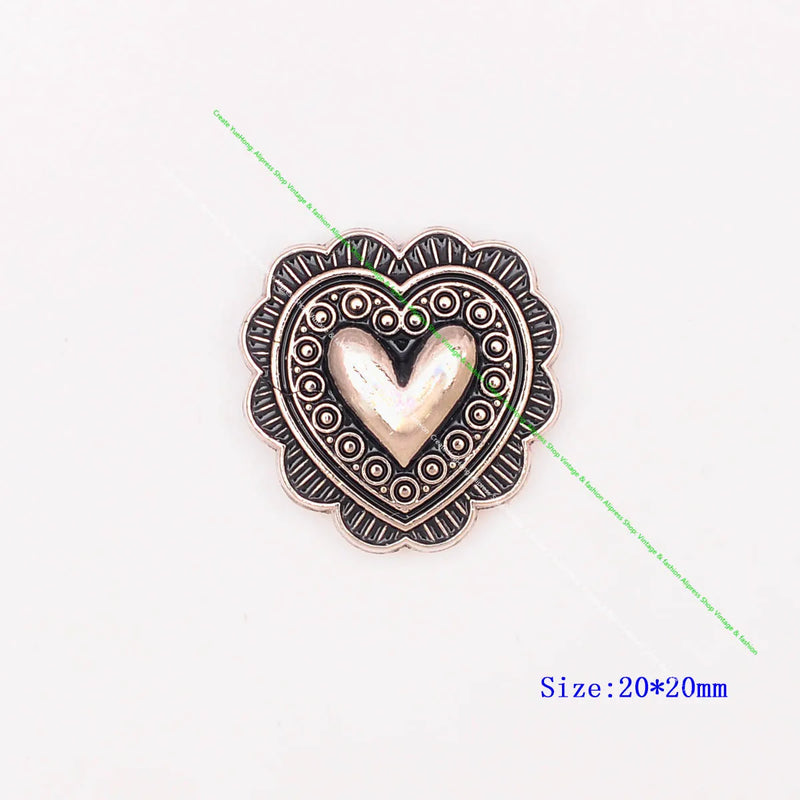 10pcs 20mm Silver Flower Engraved Heart Conchos for Western Saddle Bracelet