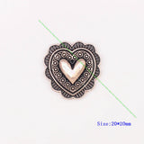 10pcs 20mm Silver Flower Engraved Heart Conchos for Western Saddle Bracelet