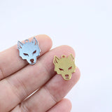 10pcs 20mm Wolf Head Charms Pendant Wholesale Stainless Steel DIY Jewelry