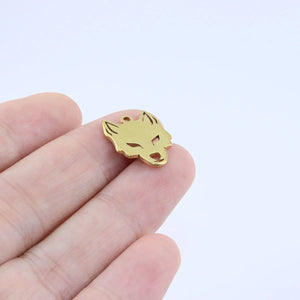 10pcs 20mm Wolf Head Charms Pendant Wholesale Stainless Steel DIY Jewelry