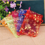 Bauhinia Foil Stamping Organza Gift Bag Wedding Party Pouches