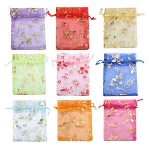 Bauhinia Foil Stamping Organza Gift Bag Wedding Party Pouches