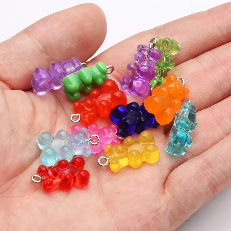 10pcs 20x11mm Cartoon Bear Pendant Resin Beads for Jewelry Making