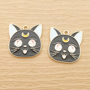 10pcs Moon Cat Charm for Earring Pendant Bracelet
