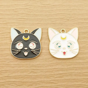 10pcs Moon Cat Charm for Earring Pendant Bracelet
