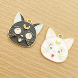 10pcs Moon Cat Charm for Earring Pendant Bracelet