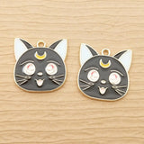 10pcs Moon Cat Charm for Earring Pendant Bracelet