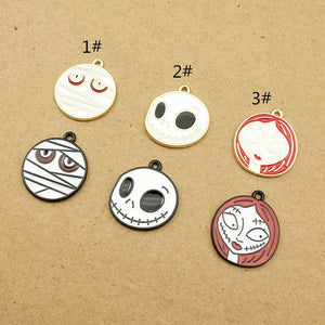 10pcs Enamel Halloween Skull Charm for Jewelry Making Earring Pendant
