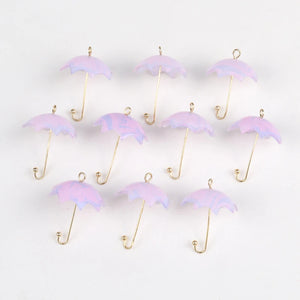 10pcs Bird Flowers Print Umbrella Charms for DIY Jewelry Making