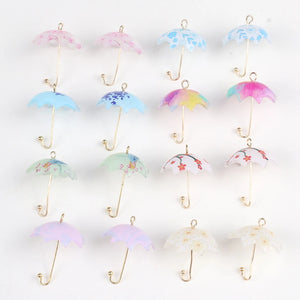 10pcs Bird Flowers Print Umbrella Charms for DIY Jewelry Making