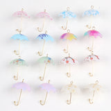 10pcs Bird Flowers Print Umbrella Charms for DIY Jewelry Making
