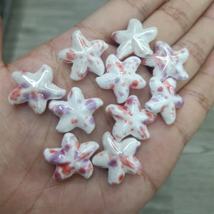 10pcs 21x19mm Starfish Ceramic Beads DIY Spacer Ceramics Bead For Jewelry Making