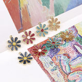 10pcs Enamel Flower Charms Sunflower Pendant DIY Jewelry Material