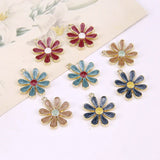 10pcs Enamel Flower Charms Sunflower Pendant DIY Jewelry Material