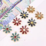 10pcs Enamel Flower Charms Sunflower Pendant DIY Jewelry Material