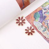 10pcs Enamel Flower Charms Sunflower Pendant DIY Jewelry Material