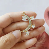 10pcs Crystal Moon Stars Pendant Charm - DIY Jewelry Making