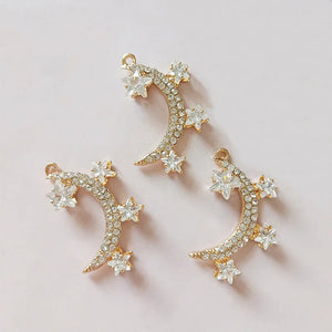 10pcs Crystal Moon Stars Pendant Charm - DIY Jewelry Making