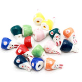 10pcs 22*15mm Bunny Ceramic Beads Colorful Handpainted Rabbit Porcelain Bead