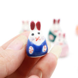 10pcs 22*15mm Bunny Ceramic Beads Colorful Handpainted Rabbit Porcelain Bead